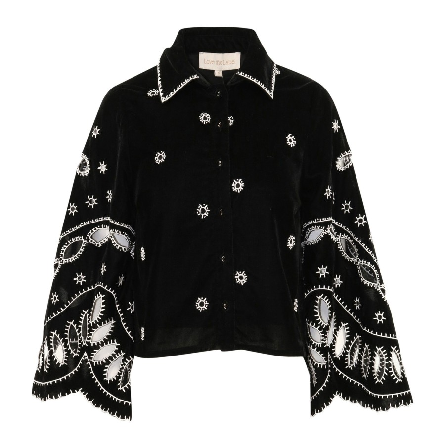 Clothing Love The Label | Esperanza Velvet Embroidered Jacket Black