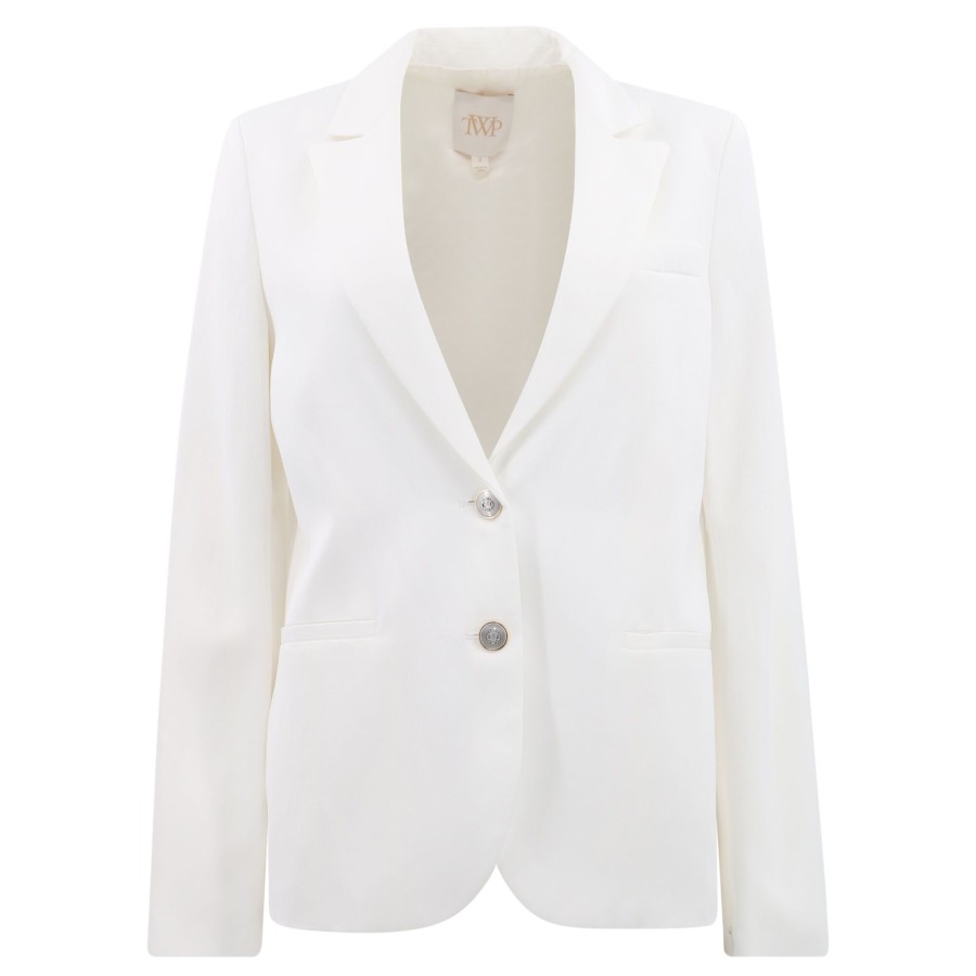 Clothing Twp | Boyfriend Blazer With Zipper White