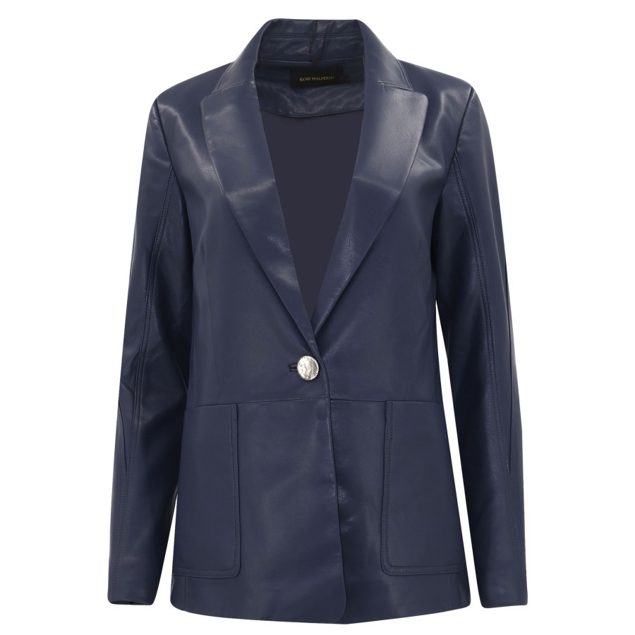 Clothing Kobi Halperin | Benji Faux Leather Blazer Navy