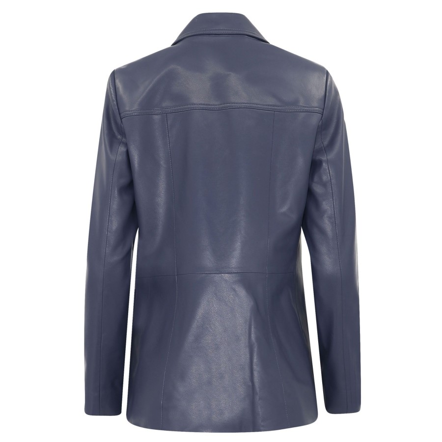 Clothing Kobi Halperin | Benji Faux Leather Blazer Navy