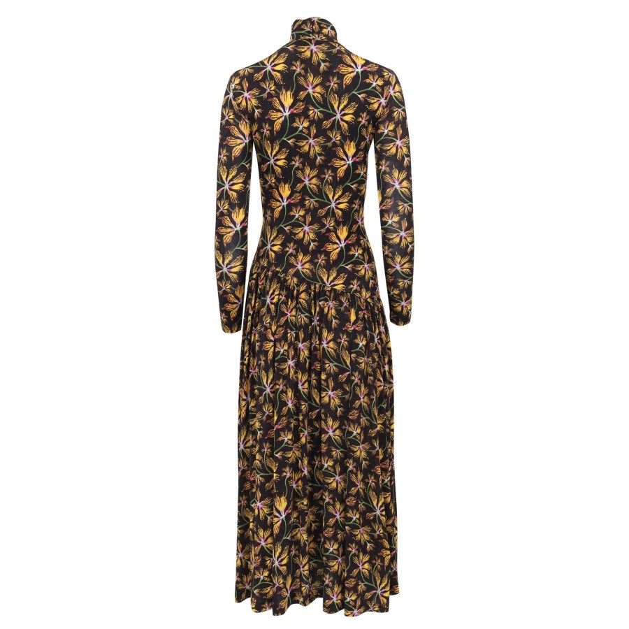 Clothing Ulla Johnson | Fernanda Printed Midi Dress Maple Black Floral