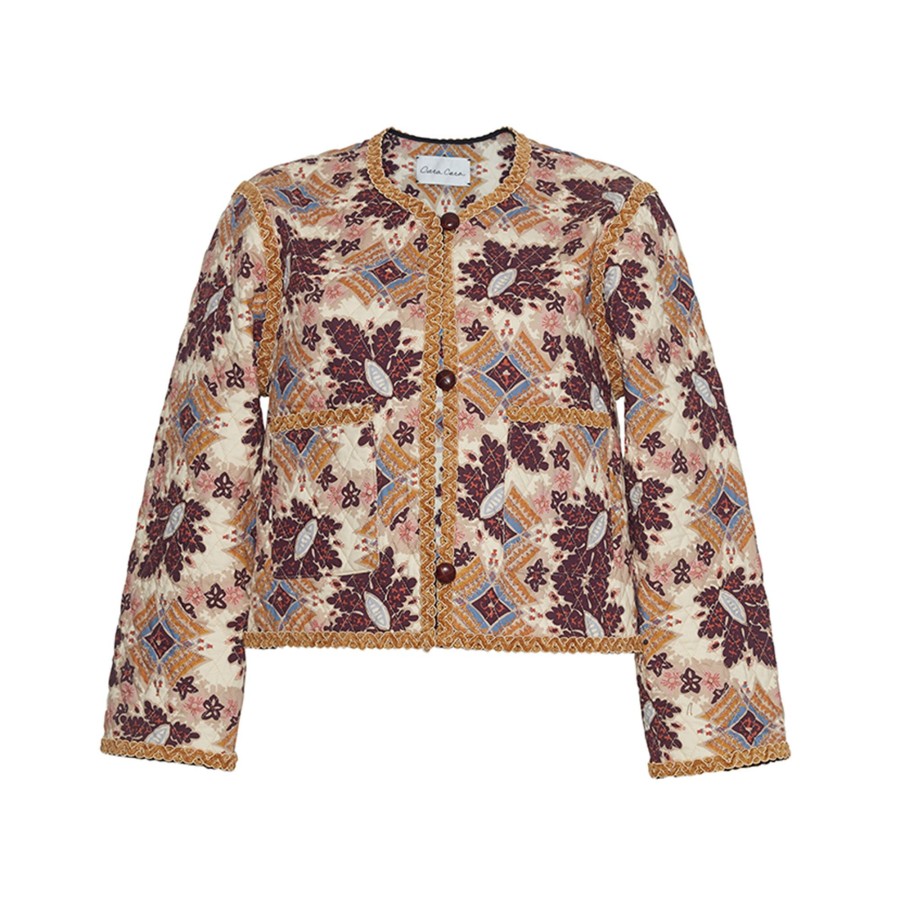 Clothing Cara Cara | Marissa Jacket Retro Floral Turtledove