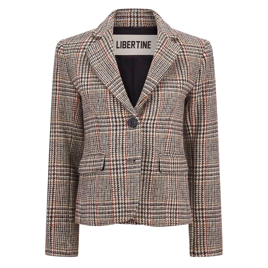 Clothing Libertine | Thoroughbred Long Sleeve Short Jacket Brown Multi