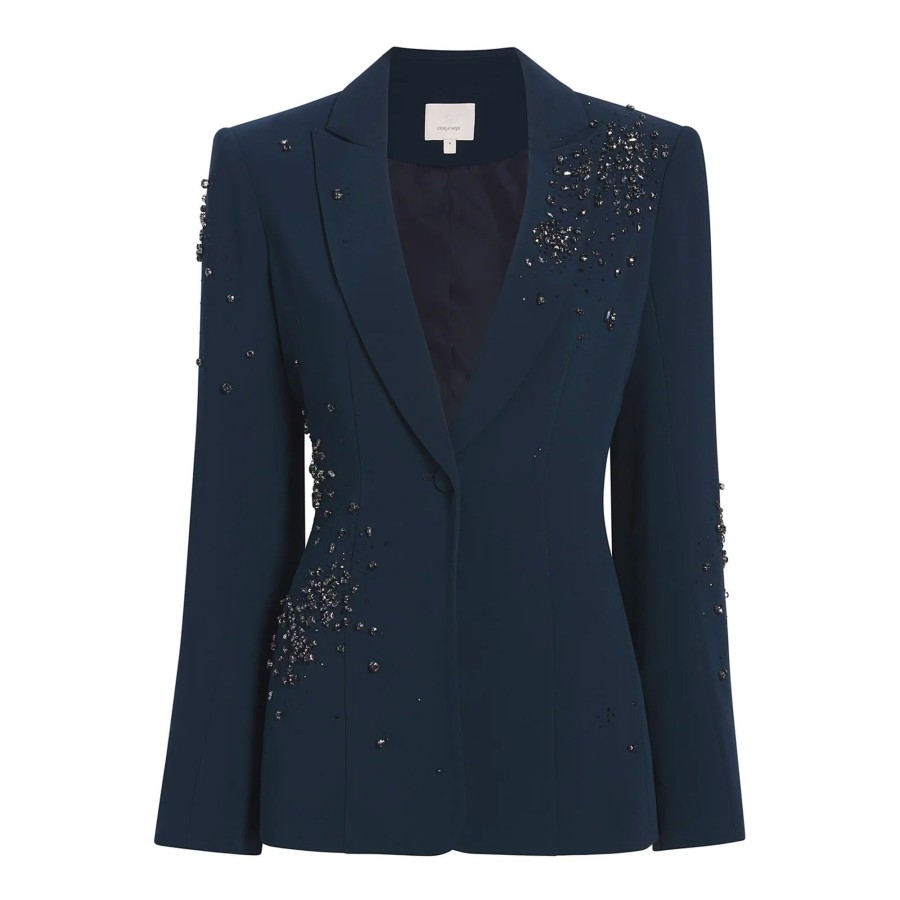 Clothing Cinq à Sept | Rhinestone Crackle Cheyenne Blazer Black