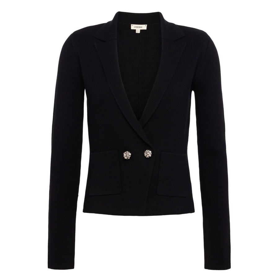 Clothing L'Agence | Sofia Knit Blazer Black/Crystal