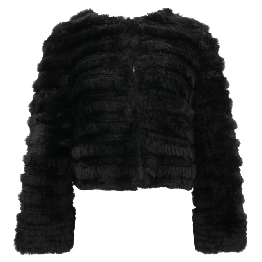 Clothing Alice + Olivia | Fawn Faux Fur Textured Jacket Black