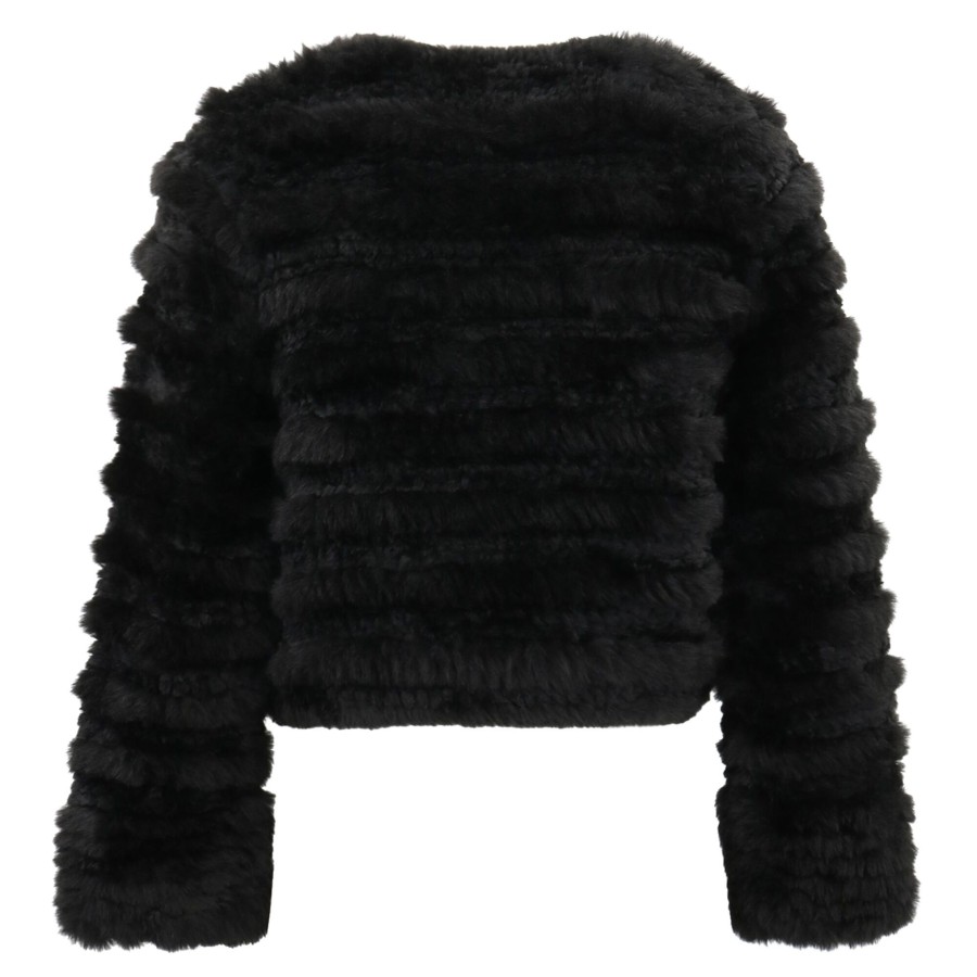 Clothing Alice + Olivia | Fawn Faux Fur Textured Jacket Black