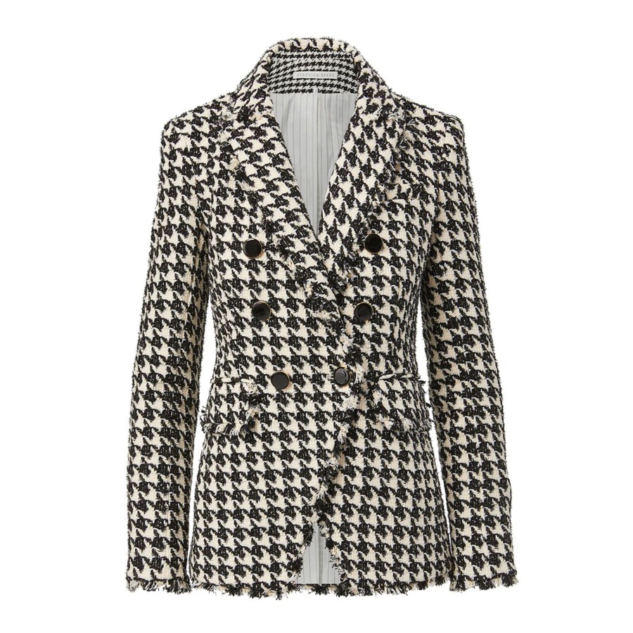 Clothing Veronica Beard | Miller Houndstooth Dickey Jacket Black/Off White