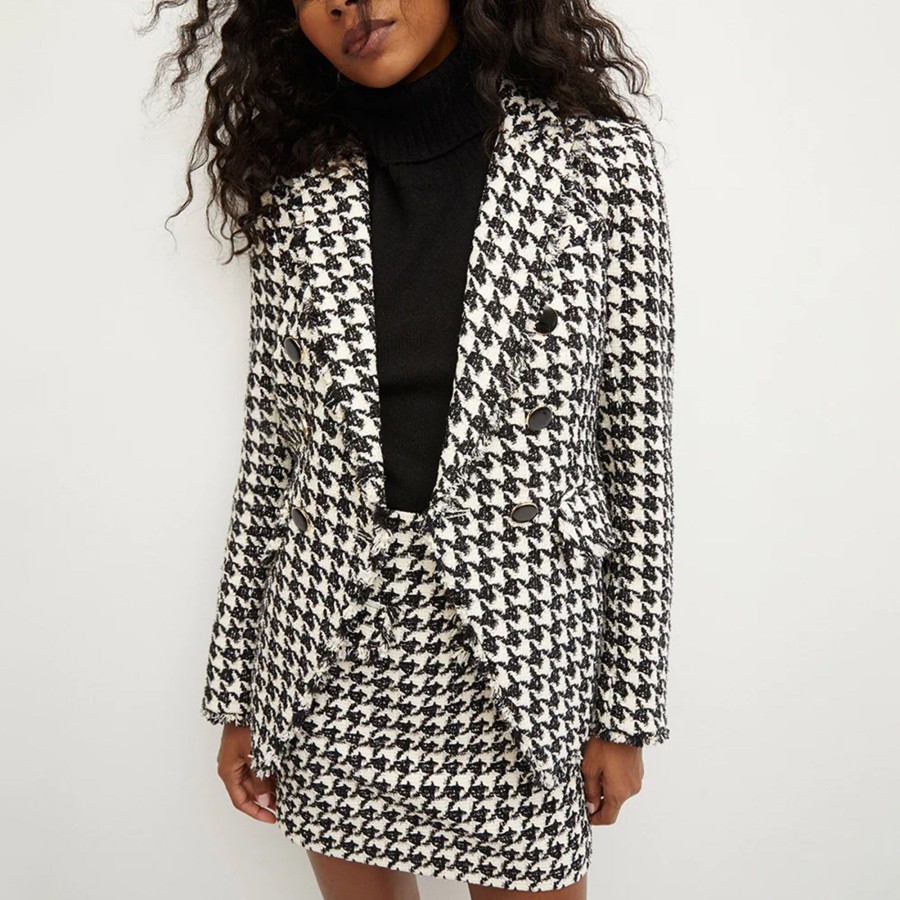 Clothing Veronica Beard | Miller Houndstooth Dickey Jacket Black/Off White