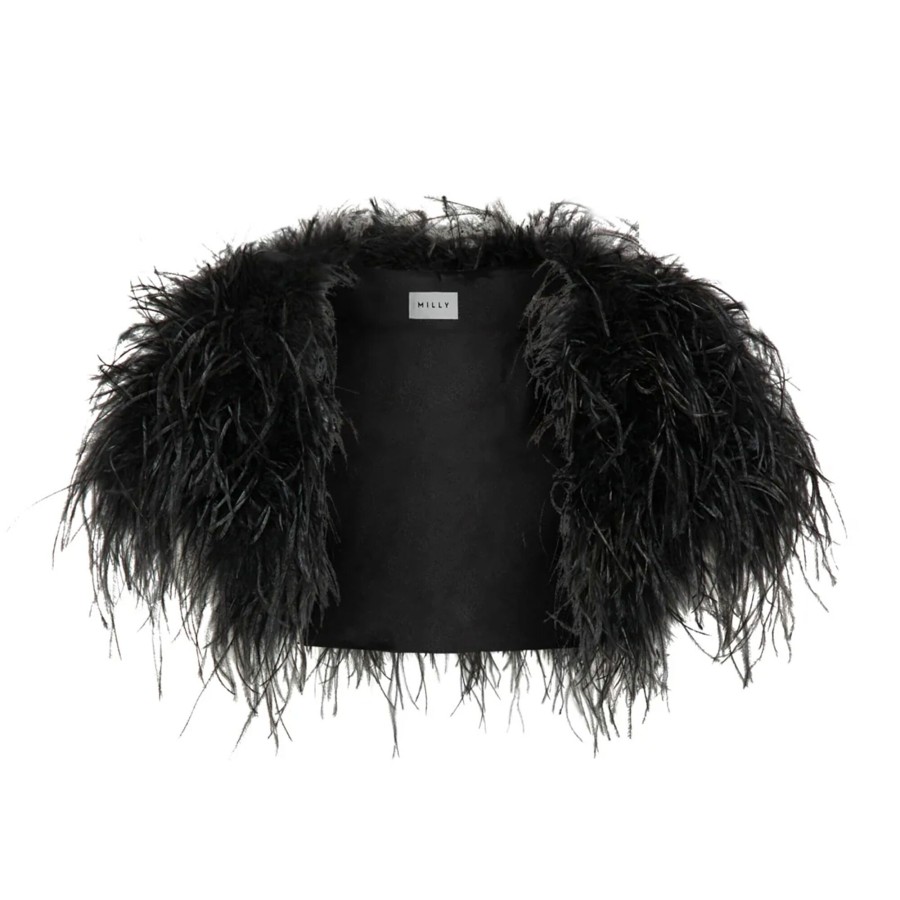 Clothing Milly | Feather Bolero Black