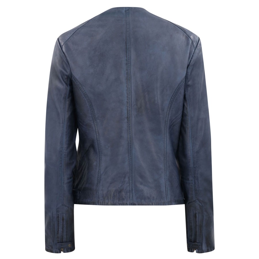 Clothing Ecru | Waxed Leather Zip Jacket Ink