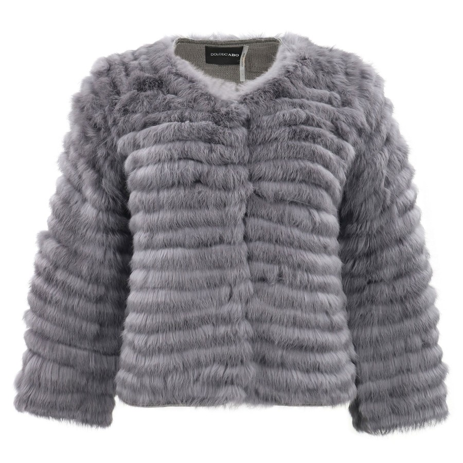 Clothing Dolce Cabo | Cropped Fur Jacket Charcoal