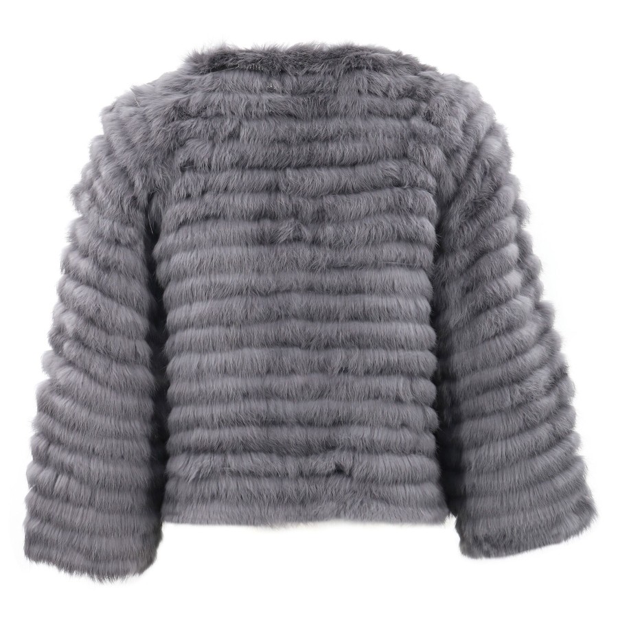 Clothing Dolce Cabo | Cropped Fur Jacket Charcoal