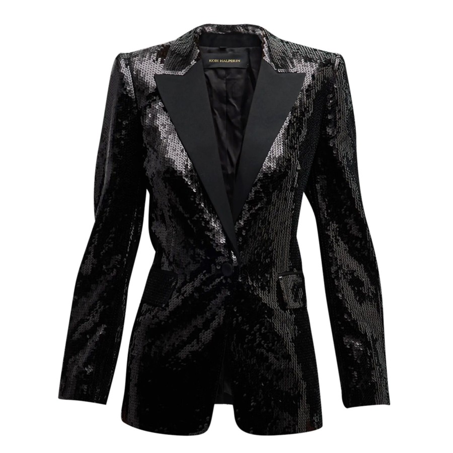 Clothing Kobi Halperin | Shawn Sequin Single-Button Jacket Black