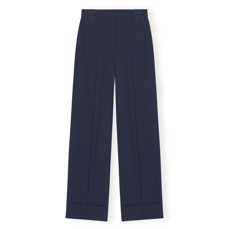 Clothing Ganni | Drapey Melange High Waist Pant Sky Captain