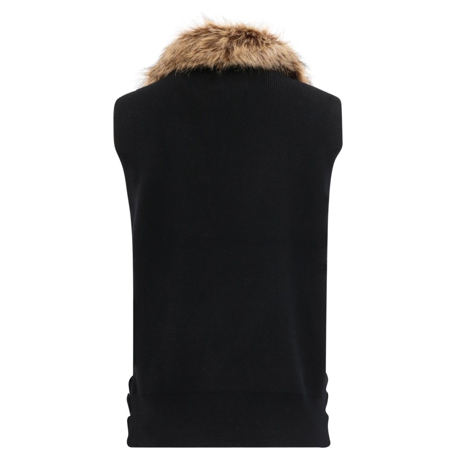 Clothing Dolce Cabo | Faux Fur Trimmed Vest Camel (Out Of Stock)