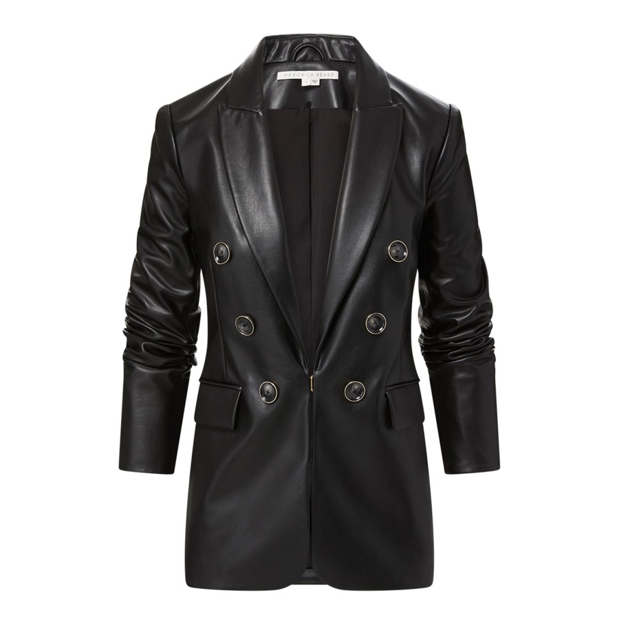 Clothing Veronica Beard | Beacon Vegan Leather Dickey Jacket Black