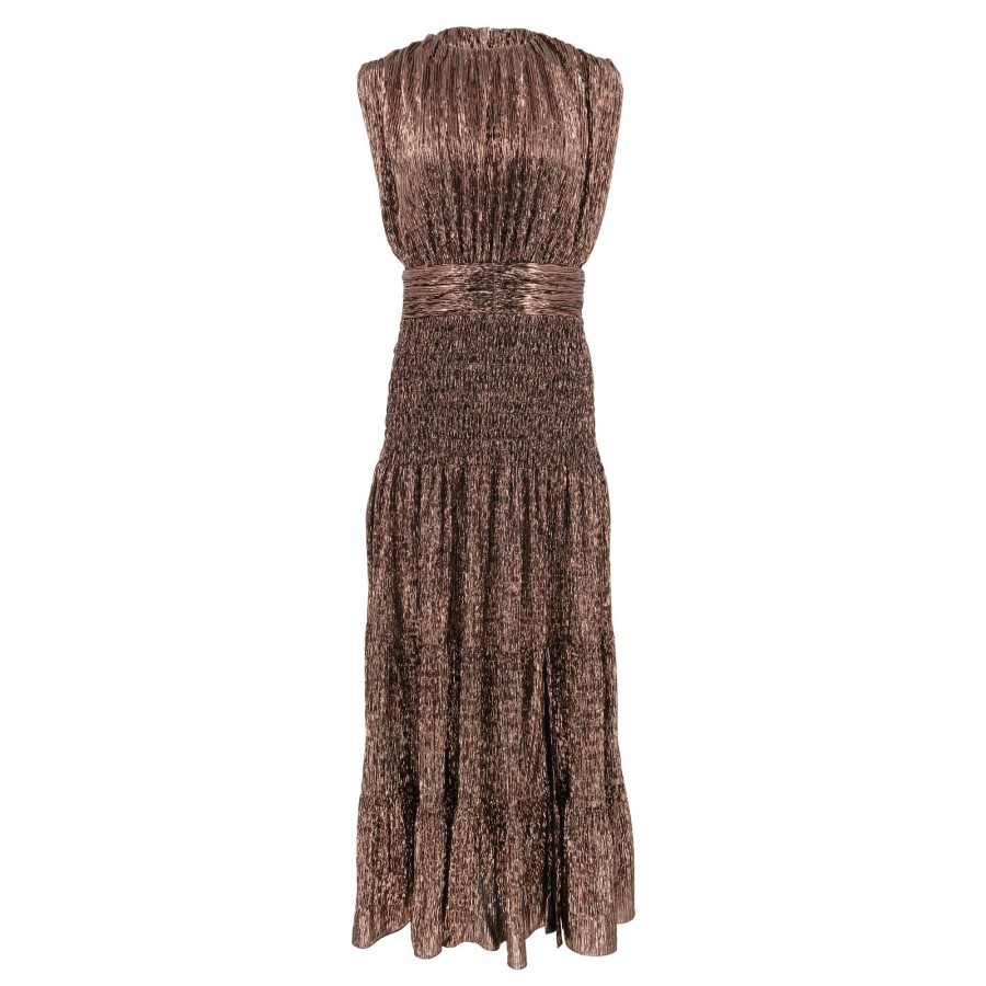 Clothing Gilner Farrar | Mina Metallic Sleeveless Dress Copper