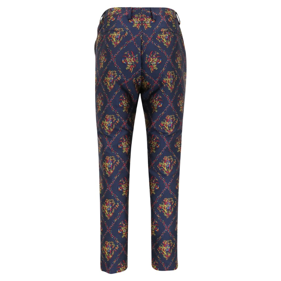 Clothing Etro | Garden Party Jacquard Crop Pants Navy