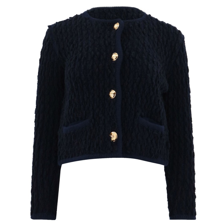 Clothing Nili Lotan | Bridget Knit Jacket Navy