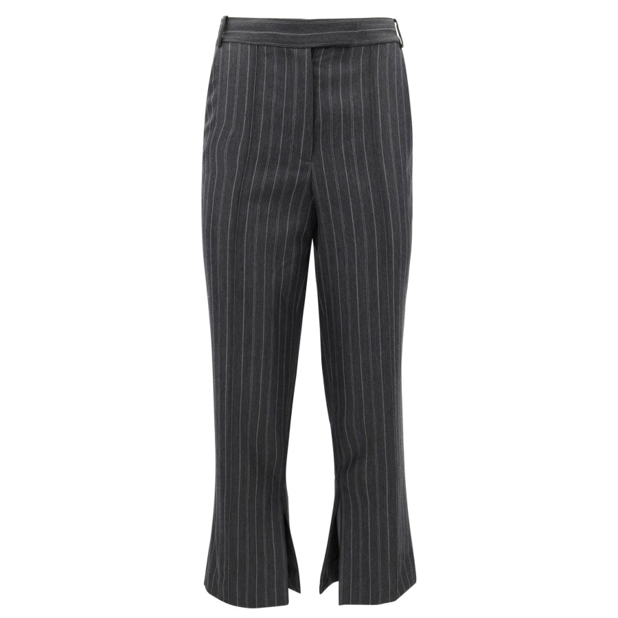 Clothing Simkhai | Vera Straight Leg Crop Pants Grey Pinstripe