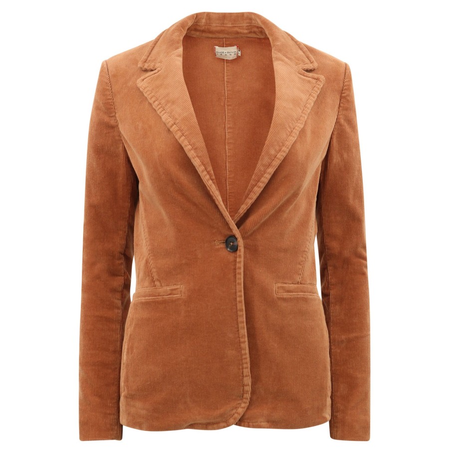 Clothing Alice + Olivia | Macey Notched Collar Fitted Blazer Camel