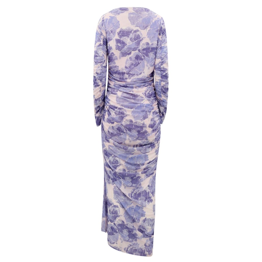 Clothing Staud | Solana Floral Print Long Sleeve Maxi Dress Antique Pressed Flowers