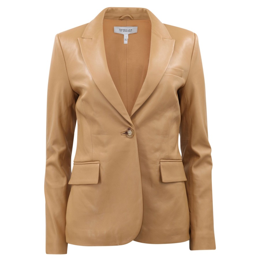 Clothing Derek Lam 10 Crosby | Arthur Single Button Leather Jacket Honey Gold