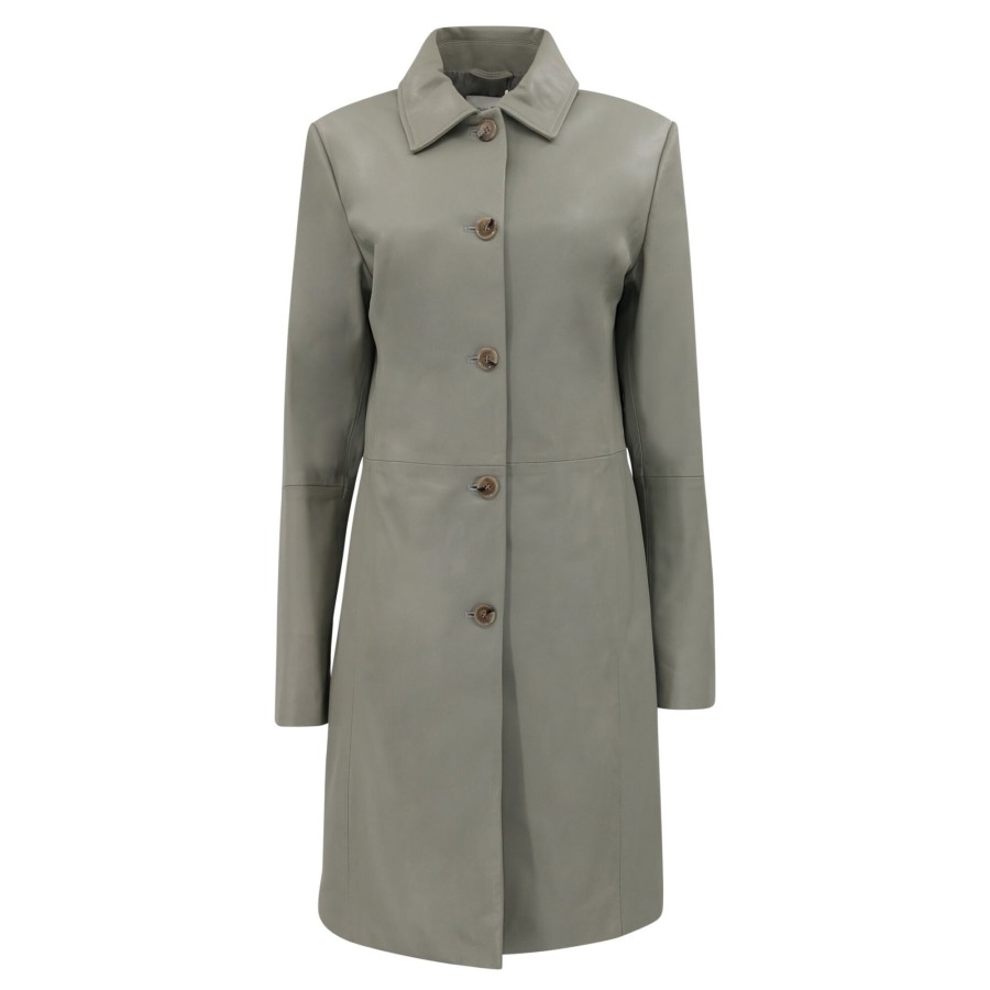 Clothing Loulou Studio | Uvon Long Leather Button-Front Overcoat Vanilla (Out Of Stock)