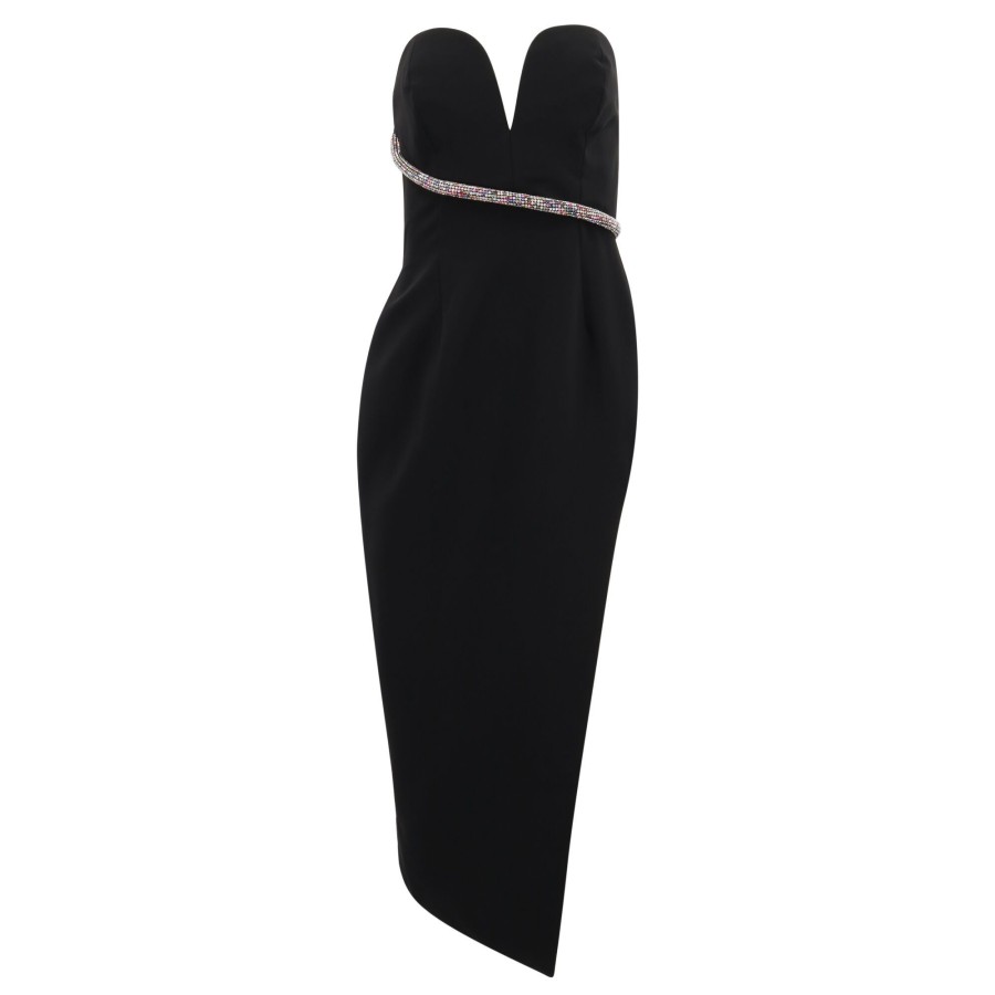 Clothing Amanda Uprichard | Soiree Dress With Rhinestones Black