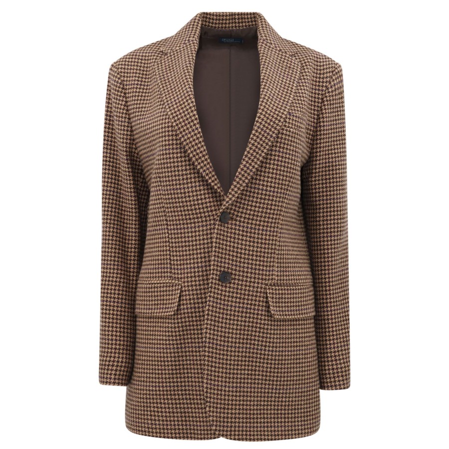 Clothing Polo Ralph Lauren | Houndstooth Relaxed Blazer Brown