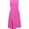 Clothing Oscar de la Renta | Wool Dress With Draped Skirt Detail Orchid