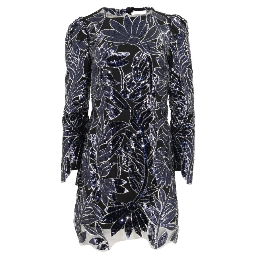 Clothing Milly | Scottie Floral Sequins Dress Navy/Silver