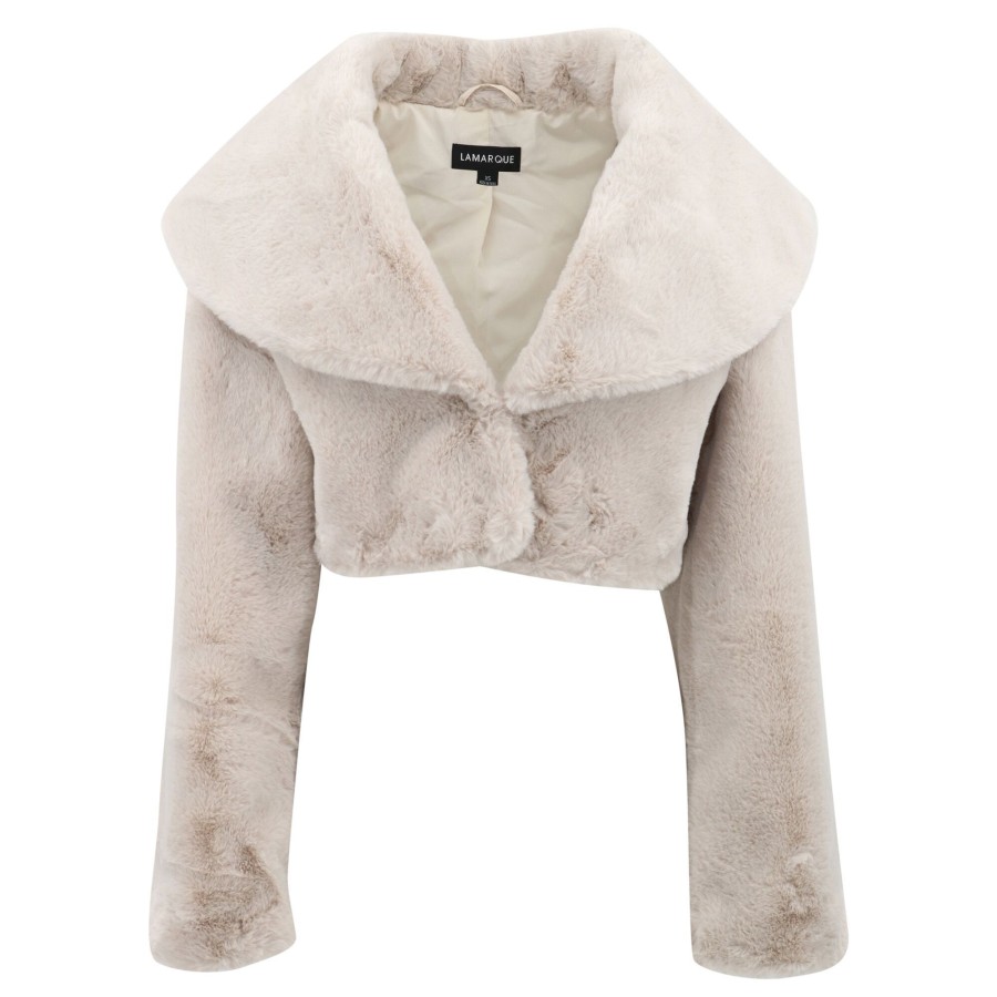 Clothing LaMarque | Danika Faux Fur Crop Jacket Oat