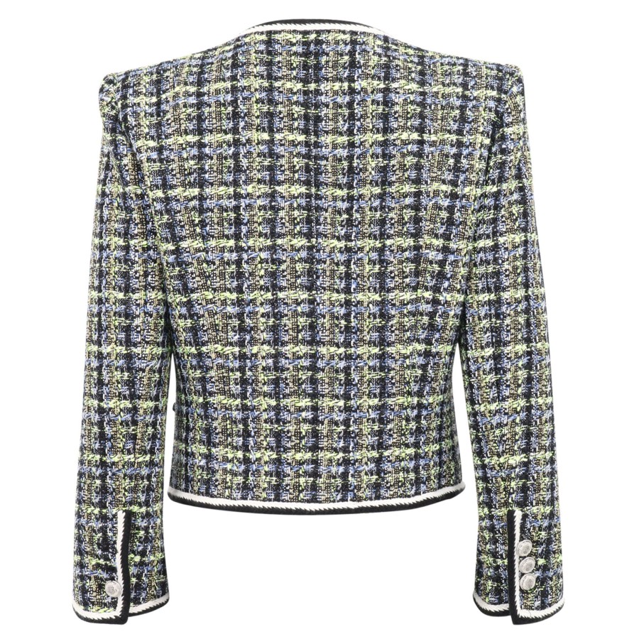 Clothing Veronica Beard | Ceres Tweed Jacket Navy Chartreuse