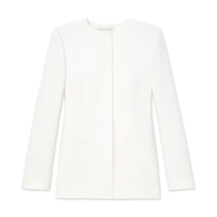 Clothing Lafayette 148 New York | Cotton Seersucker Tailored Short Jacket Cloud