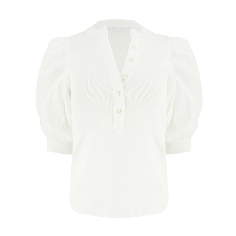 Clothing Veronica Beard | Coralee Puff-Sleeve Top White