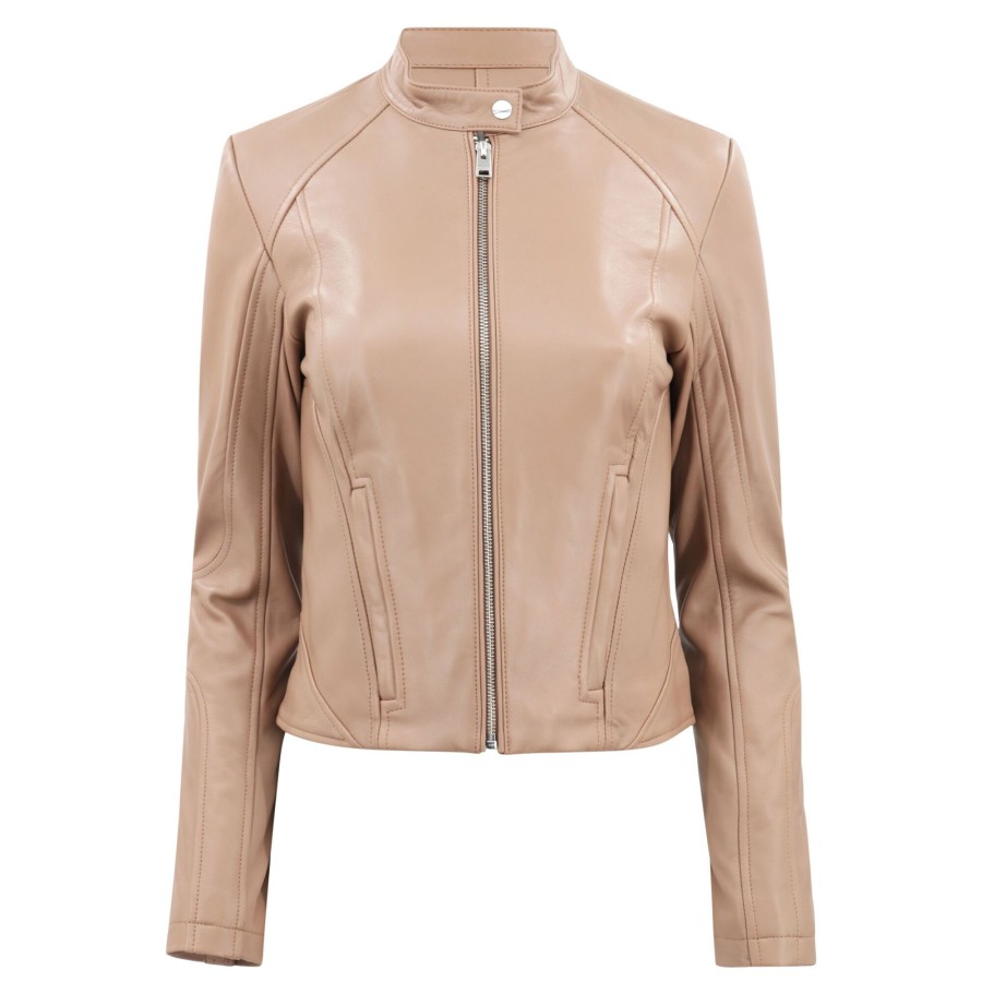 Clothing LaMarque | Eliana Leather Racer Jacket Mocha