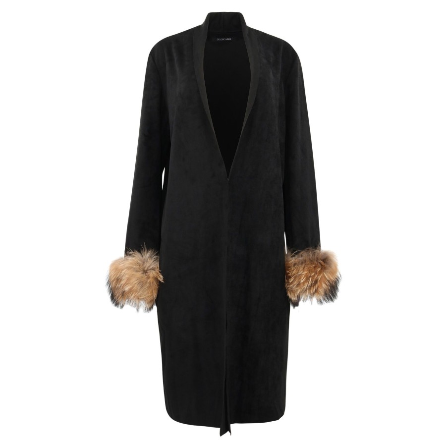 Clothing Dolce Cabo | Faux Suede Trench Coat Black