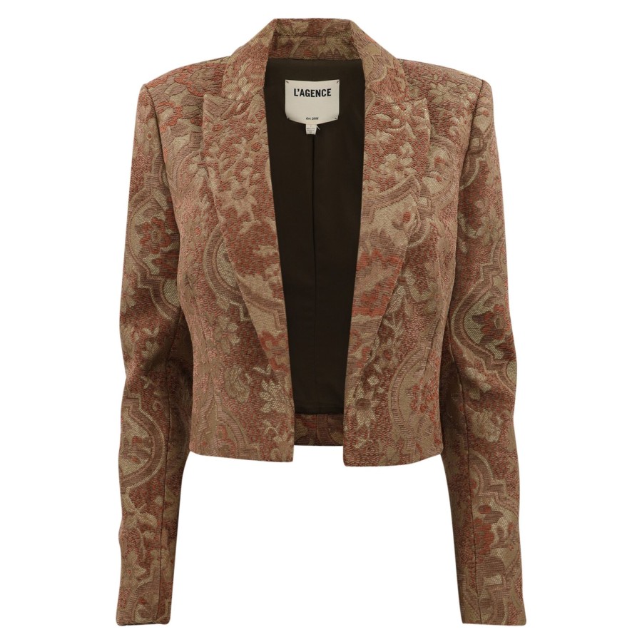 Clothing L'Agence | Jen Crop Blazer Green Tapestry