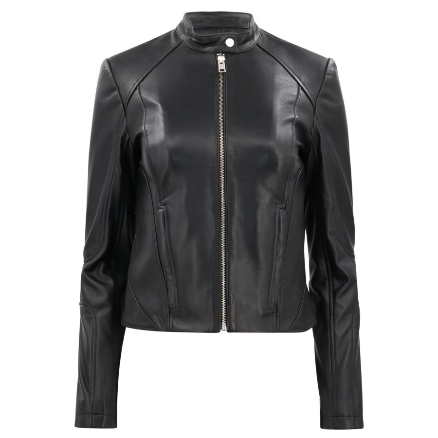 Clothing LaMarque | Eliana Leather Racer Jacket Black