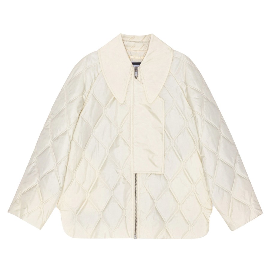 Clothing Ganni | Ripstop Quilt Jacket Egret