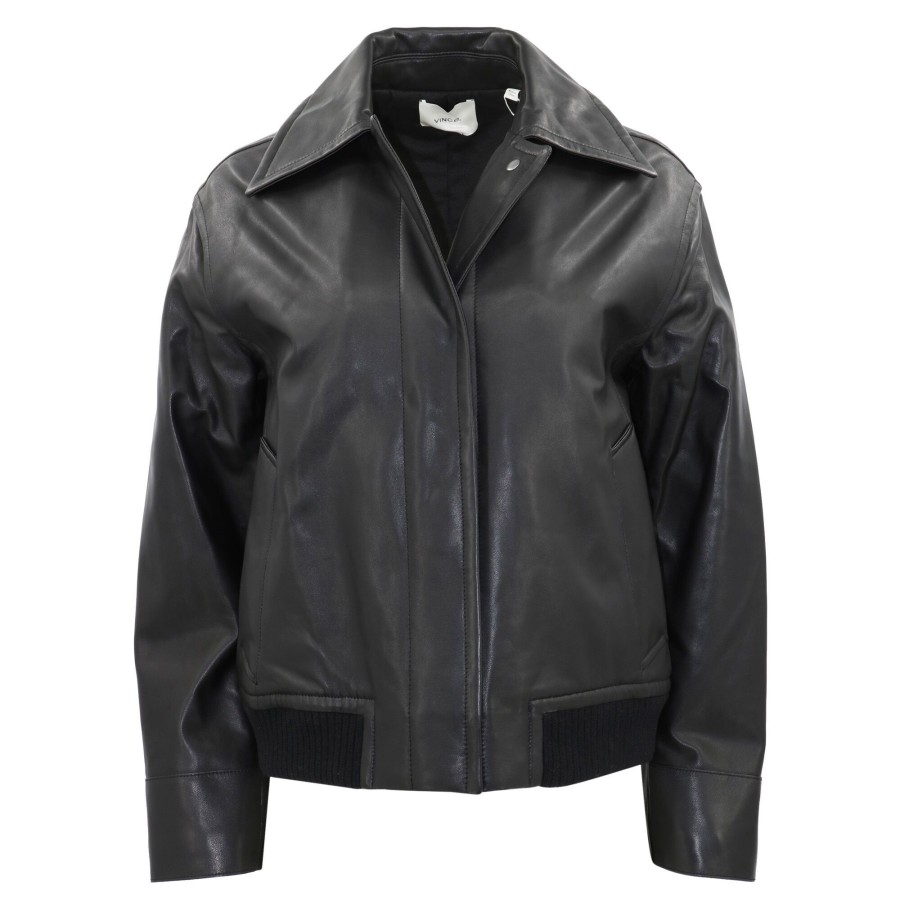 Clothing Vince | Leather Bomber Jacket Black