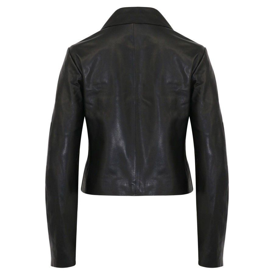 Clothing Vince | Zip Front Leather Jacket Black