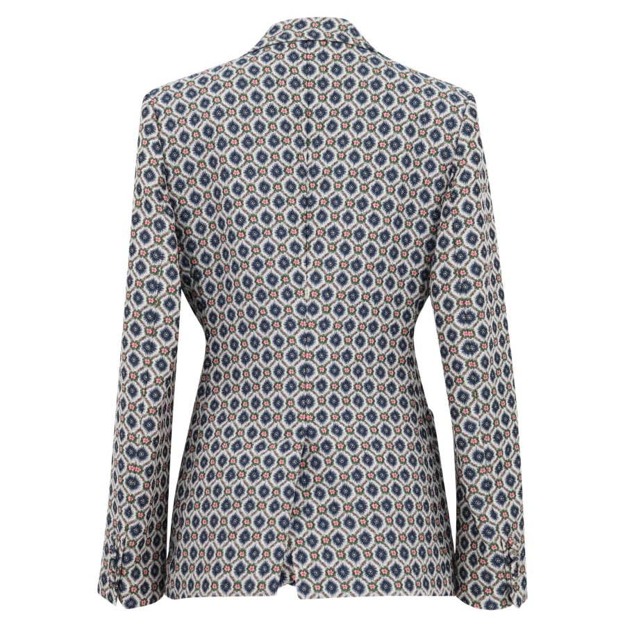 Clothing Etro | Micro Floral Jacquard Blazer Blue Multi