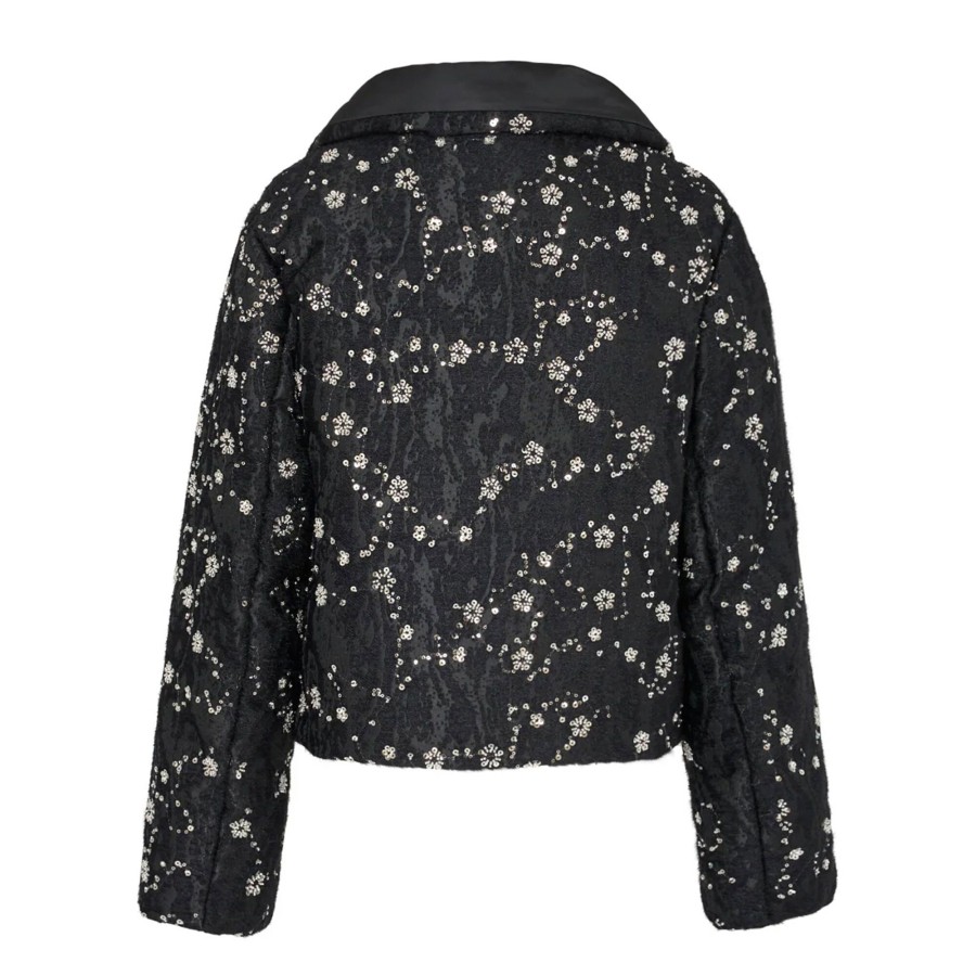 Clothing Milly | Hayes Cropped Beaded Puffer Black