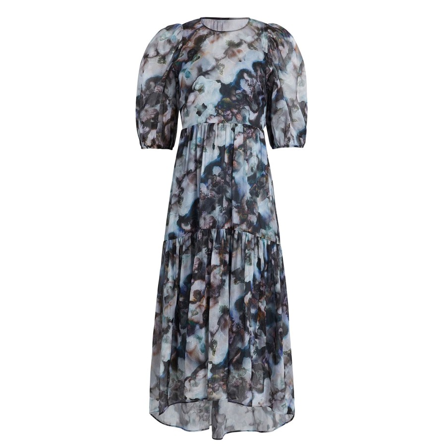 Clothing Marie Oliver | Mags Abstract Midi Bow Back Dress Geode