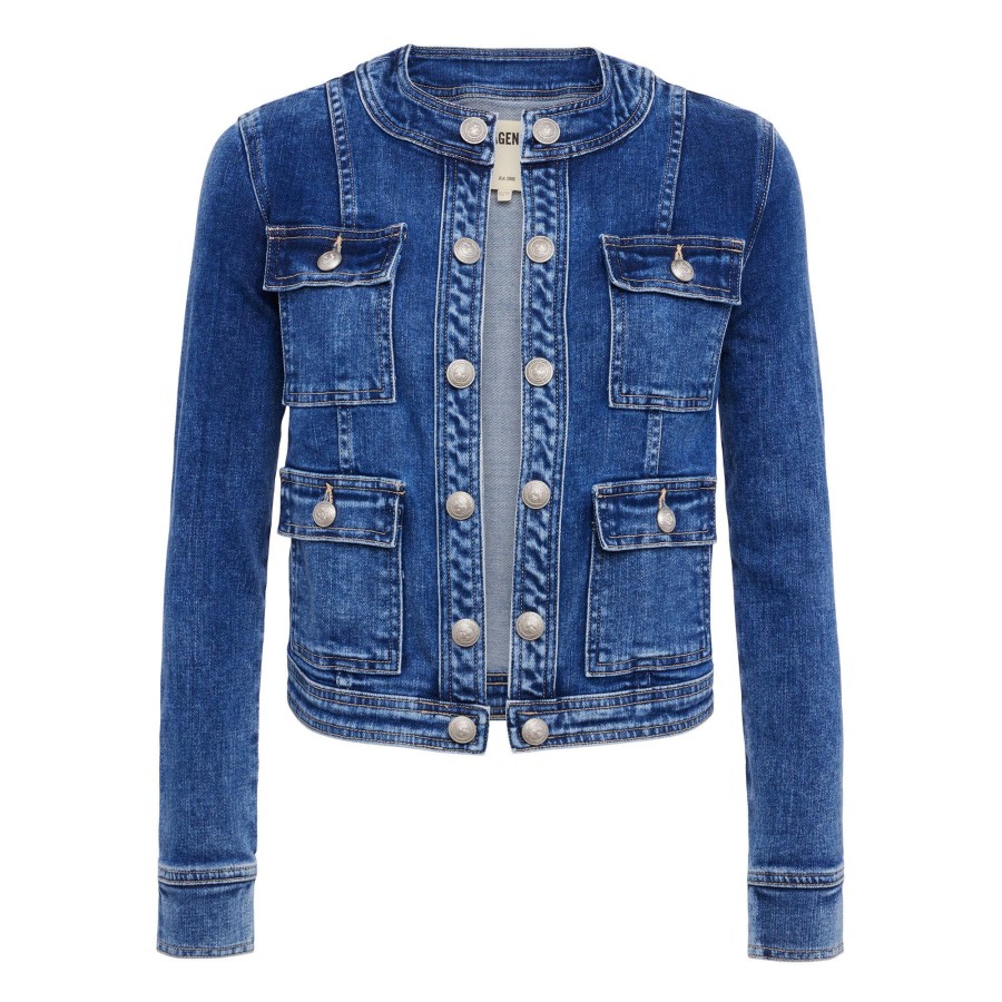 Clothing L'Agence | Yari Collarless Denim Jacket Rhodes