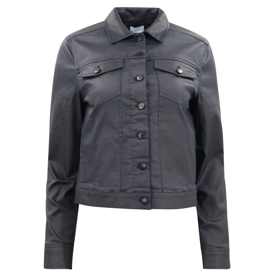 Clothing Ecru | Coated Denim Jacket Black