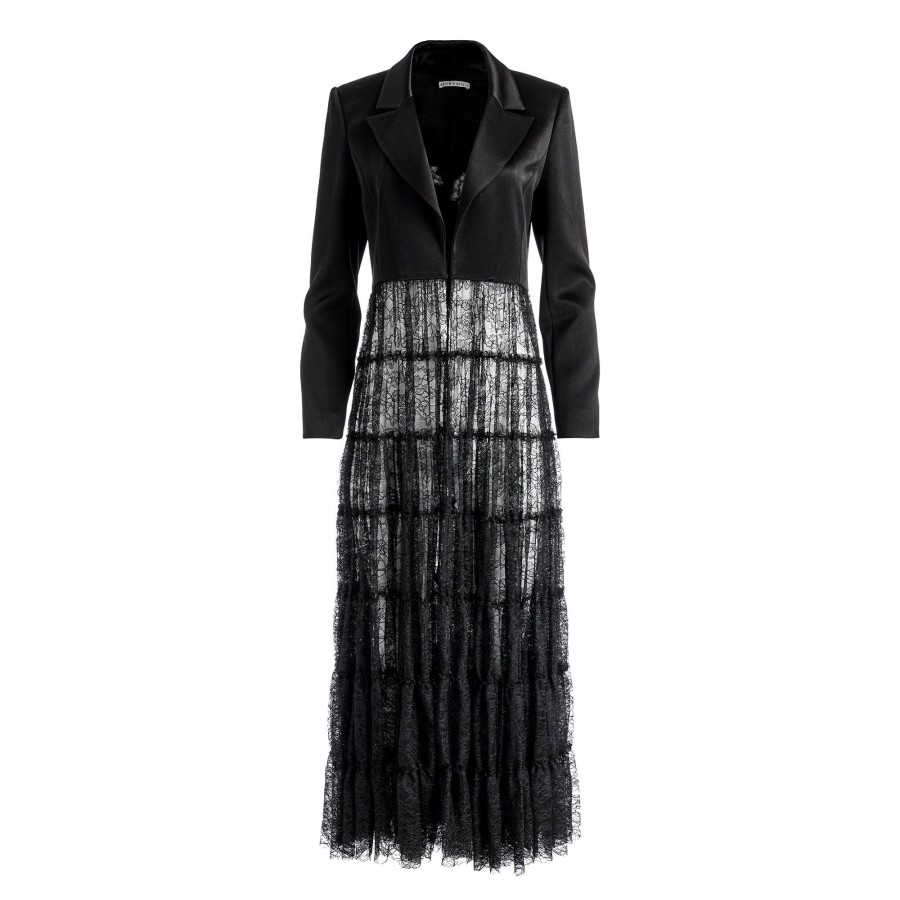 Clothing Alice + Olivia | Everly Drama Lace Maxi Blazer Black